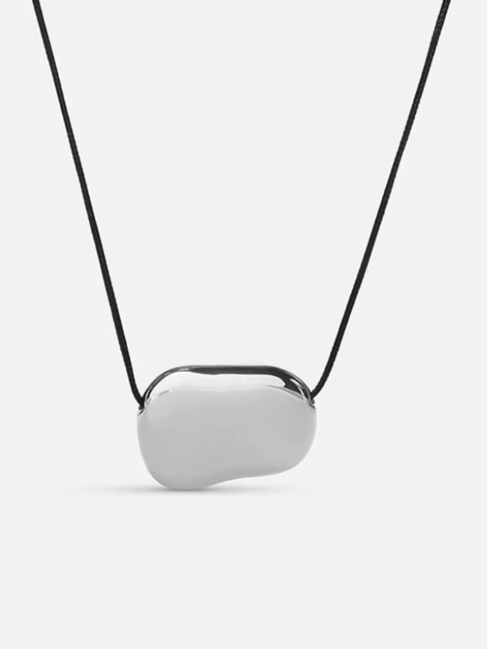 Cord Pebble Necklace - Silver